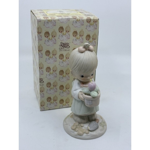 Precious Moments girl May Flowers in pot 110035 vintage - Picture 2 of 4